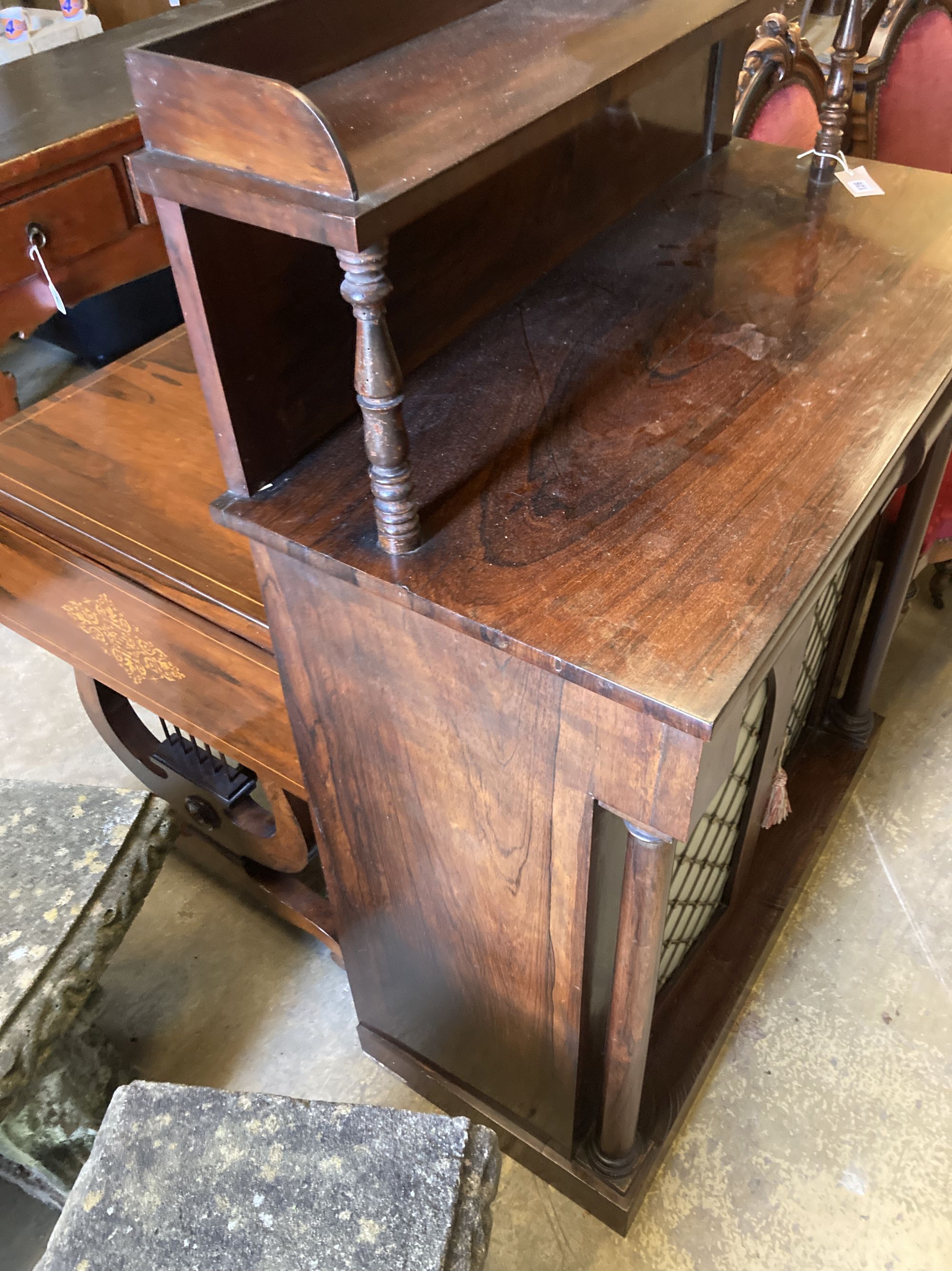 A Victorian mahogany chiffonier, width 97cm, depth 44cm, height 132cm